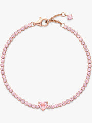 Sparkling Heart Tennis Bracelet 14k rose gold plating