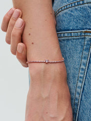 Sparkling Heart Tennis Bracelet 14k rose gold plating