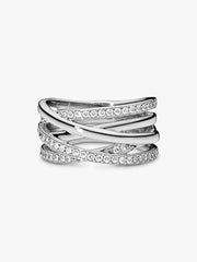 Sparkling & Polished Lines Ring Sterling silver