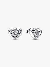 FINAL SALE - Radiant Heart & Floating Stone Stud Earrings Sterling silver