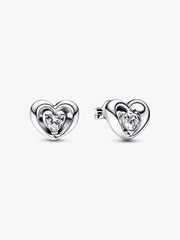 FINAL SALE - Radiant Heart & Floating Stone Stud Earrings Sterling silver