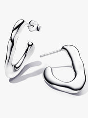 FINAL SALE - Organically V-shaped Open Hoop Earrings Sterling silver