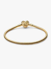 My Pandora Daisy Heart Clasp Snake Chain Bracelet 0.009 ct TW, 14k gold plating