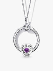 February Birthstone Eternity Circle O Pendant Set 3 Quantity
