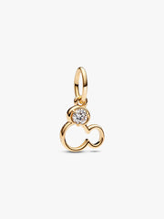 Disney Mickey Mouse Silhouette Lab-Grown Diamond Dangle Charm 0.15 ct TW, 14k gold