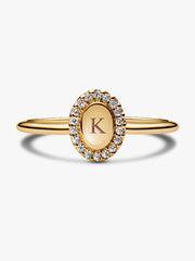 Engravable Oval Halo Ring 14k gold plating