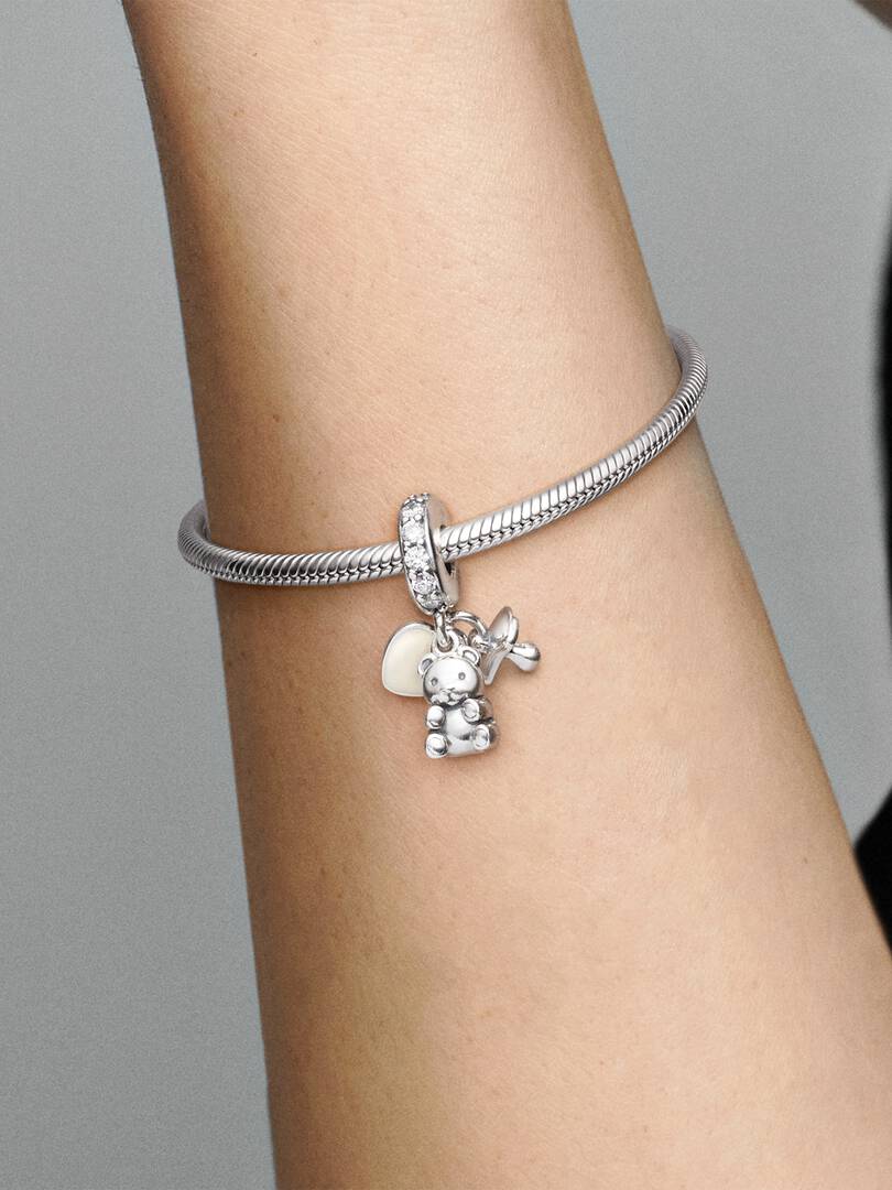 Baby Teddy Bear Dangle Charm Sterling silver