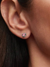 Elevated Pink Heart Stud Earrings Sterling silver