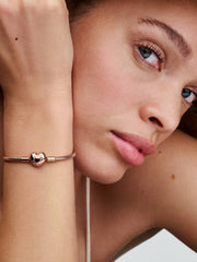Pandora Moments Heart Clasp Snake Chain Bracelet 14k rose gold plating