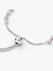 FINAL SALE - Pink & Clear Sparkle Slider Bracelet Sterling silver