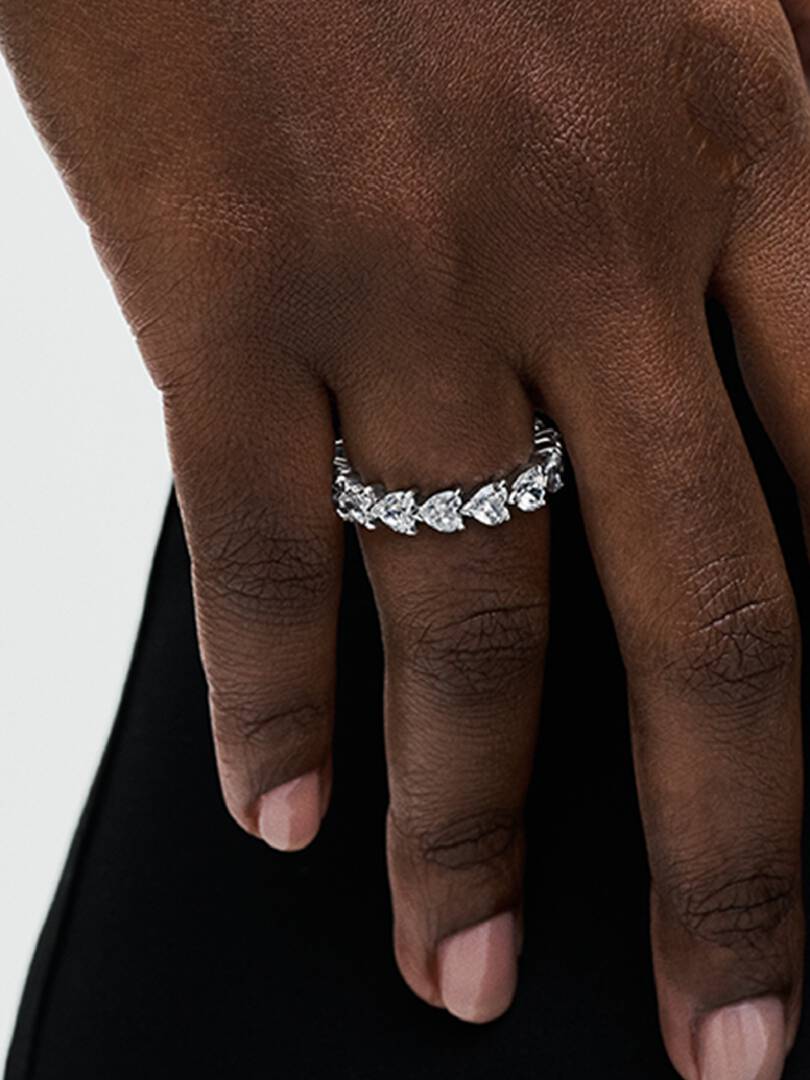 Band of Clear Hearts Ring Sterling silver