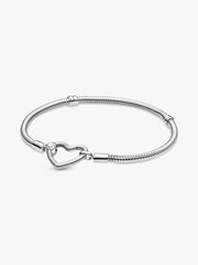 Pandora Moments Heart Closure Snake Chain Bracelet Sterling silver