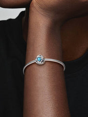 December Turquoise Blue Eternity Circle Charm Sterling silver
