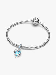 Blue Murano Glass Dolphins Dangle Charm Sterling silver