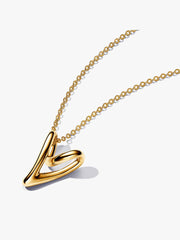 Organically Shaped Heart Pendant Necklace 14k gold plating