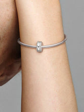 Double Lined Pavé Clip Charm Sterling silver
