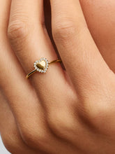 Engravable Heart Halo Ring 14k gold plating