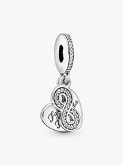 FINAL SALE - Forever Friends Heart Dangle Charm Sterling silver