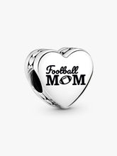 Football Mom Heart Charm Sterling silver