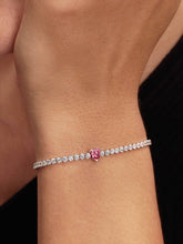 Pink Sparkling Heart Tennis Bracelet Sterling silver