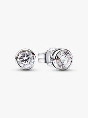 Pandora Era Bezel Sterling Silver Lab-grown Diamond Earrings 0.50 ct TW, Sterling silver