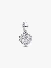 Sparkling Heart Double Dangle Charm Sterling silver