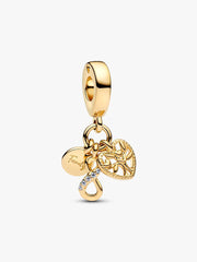 Family Infinity Triple Dangle Charm 14k gold plating