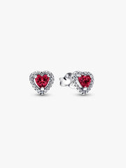 Elevated Red Heart Stud Earrings Sterling silver