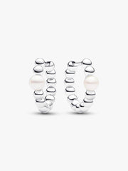 FINAL SALE - Treated Freshwater Cultured Pearl & Beads Hoop Earrings Sterling silver