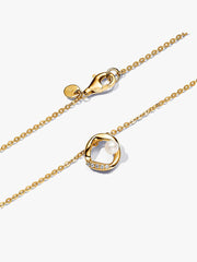 Organically Shaped Pavé Circle & Treated Freshwater Cultured Pearl Collier Necklace 14k gold plating