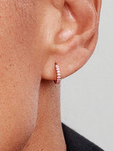 Sparkling Pink Huggie Hoop Earrings 14k rose gold plating