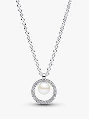 Treated Freshwater Cultured Pearl & Pavé Collier Necklace Sterling silver