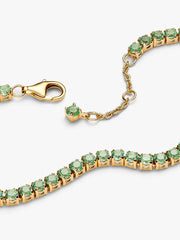 Sparkling Green Tennis Bracelet 14k gold plating