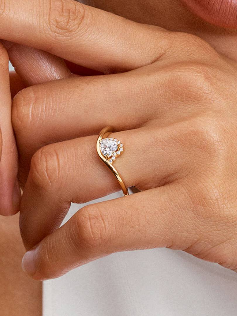 Wavy Heart Ring 14k gold plating