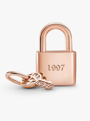 Padlock & Key Dangle Charm 14k rose gold plating