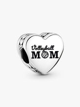 Volleyball Mom Heart Charm Sterling silver