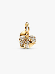FINAL SALE - Sparkling Monstera Leaf Dangle Charm 14k gold plating