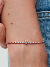 Sparkling Heart Tennis Bracelet 14k rose gold plating