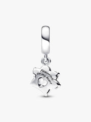 Sparkling Pet Paw Print Dangle Charm Sterling silver