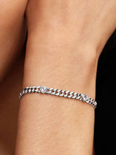 Heart Cuban Chain Bracelet Sterling silver