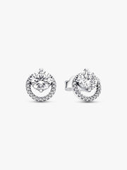 Sparkling Round Halo Stud Earrings Sterling silver