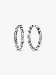 FINAL SALE - Pandora Timeless Pavé Single-row Hoop Earrings Sterling silver