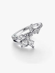 FINAL SALE - Sparkling Asymmetrical Herbarium Cluster Ring Sterling silver