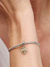 Lab-grown Diamond Engravable Mom Double Dangle Charm 0.009 ct TW, Sterling silver, 14k gold plating