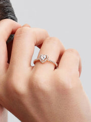 Sparkling Elevated Heart Ring 14k rose gold plating
