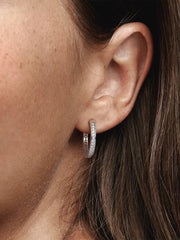 Sparkle and Pandora Logo Hoop Earrings Sterling silver