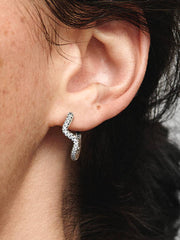 FINAL SALE - Sparkling Wave Hoop Earrings Sterling silver