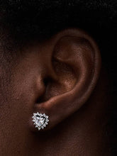 Sparkling Heart Halo Stud Earrings Sterling silver