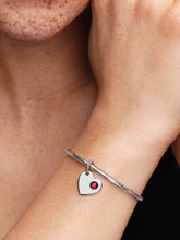 January Engravable Red Stone Heart Dangle Charm Sterling silver