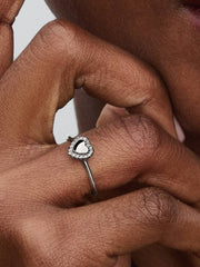 Engravable Heart Halo Ring Sterling silver
